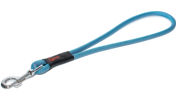 Kurzführer / Handschlaufe - L - hellblau mit roten Punkten